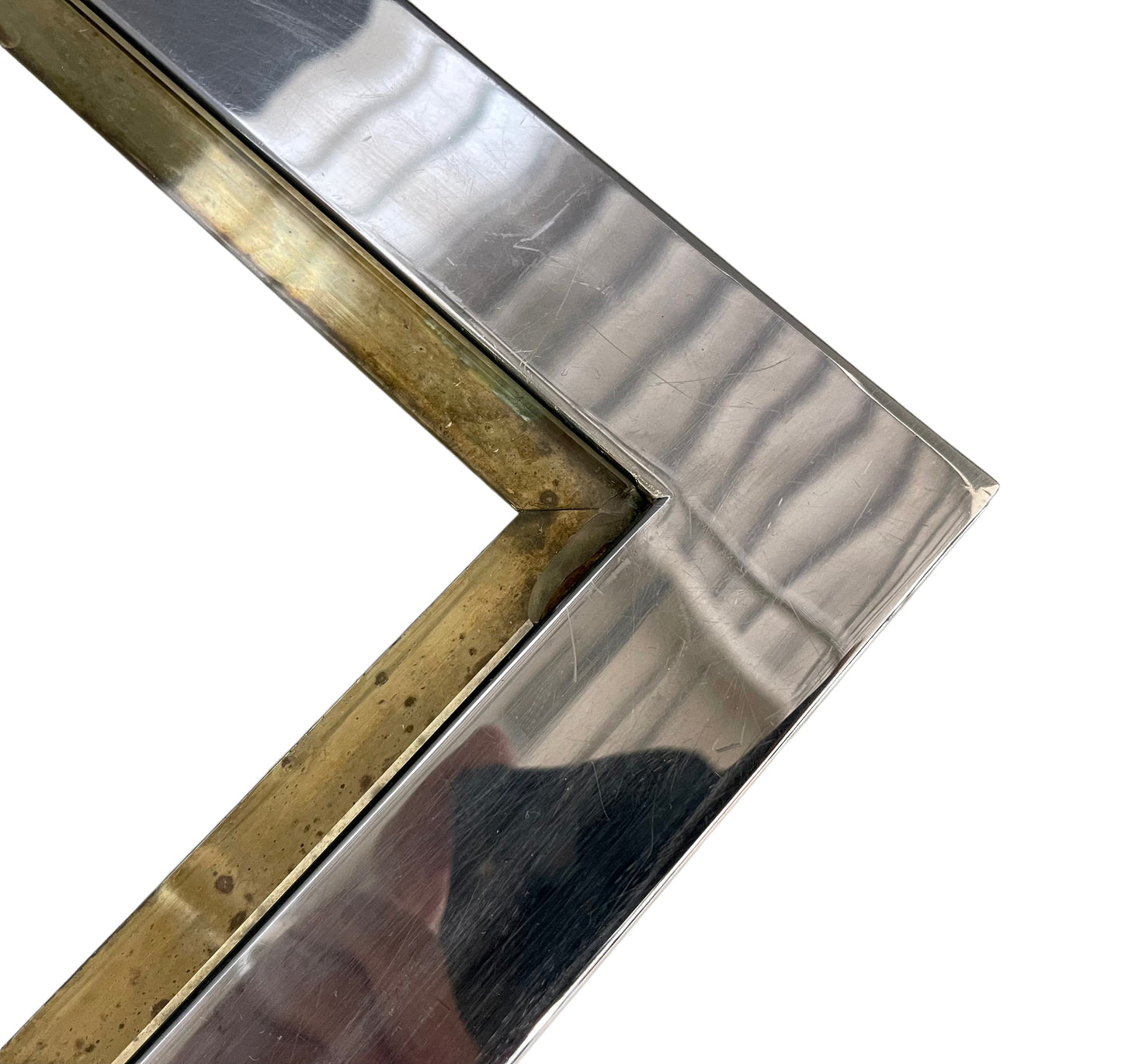 Coffee table in Brass and chrome-plated metal