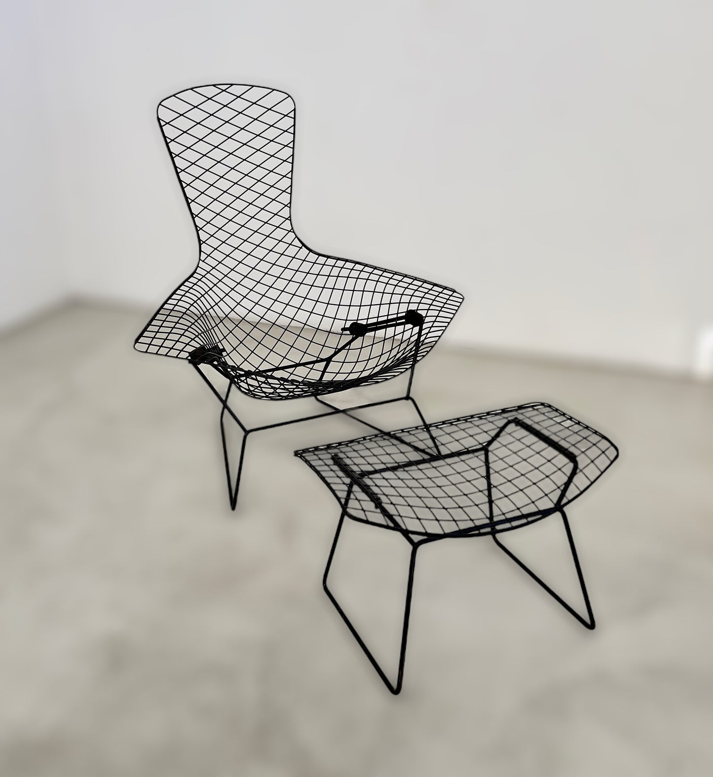 Harry Bertoia for Knoll, Bird Lounge Chair with ottoman, 1970s