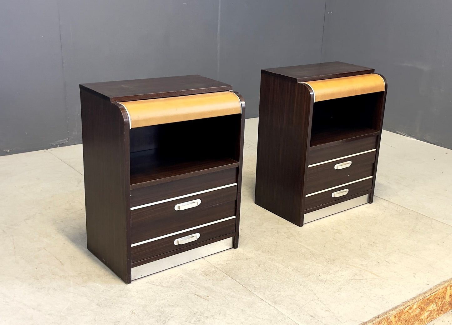 Pair of luminous nightstands, 1970s