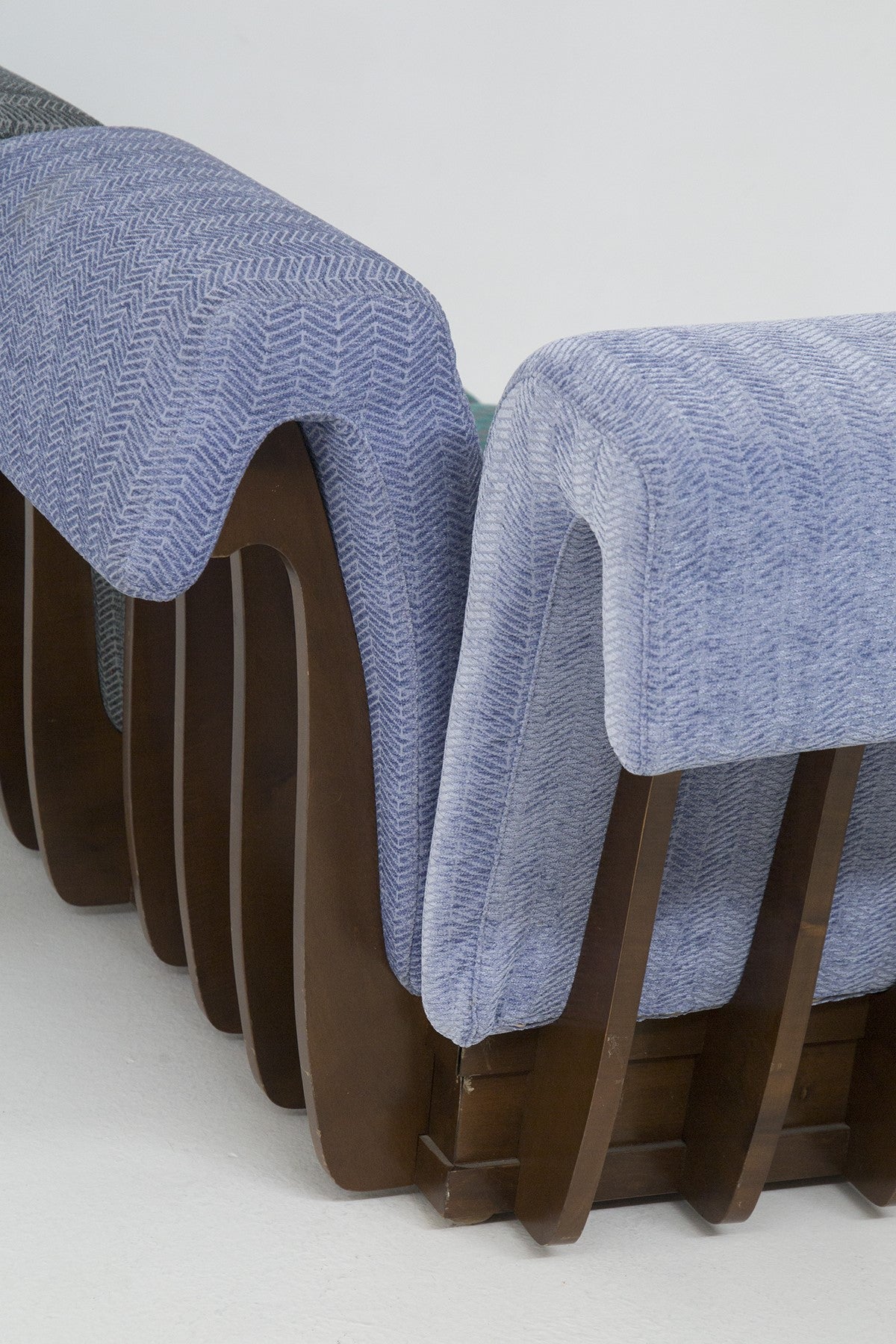 Modular sofa of wood and fabric by Luciano Frigerio, 1970s