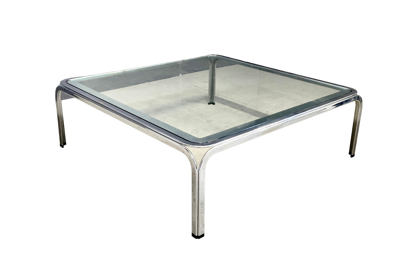Chrome-plated metal and glass top Coffee table, 1970s