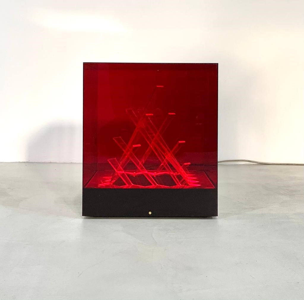 Cubo di Teo red table lamp, 1960s