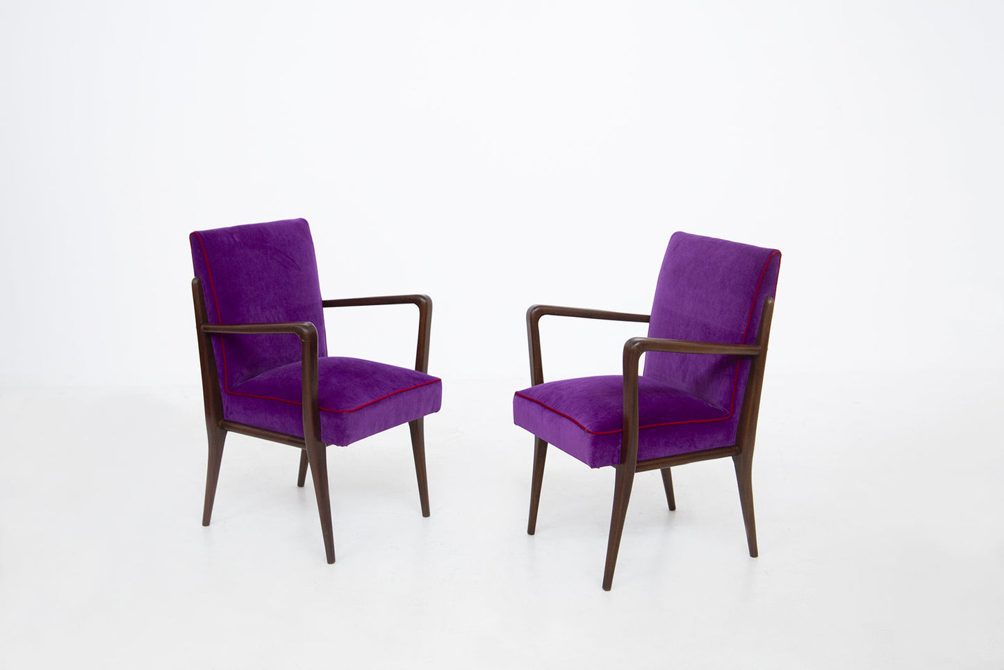 Purple Velvet Armchairs by Fratelli Consonni, 1950s