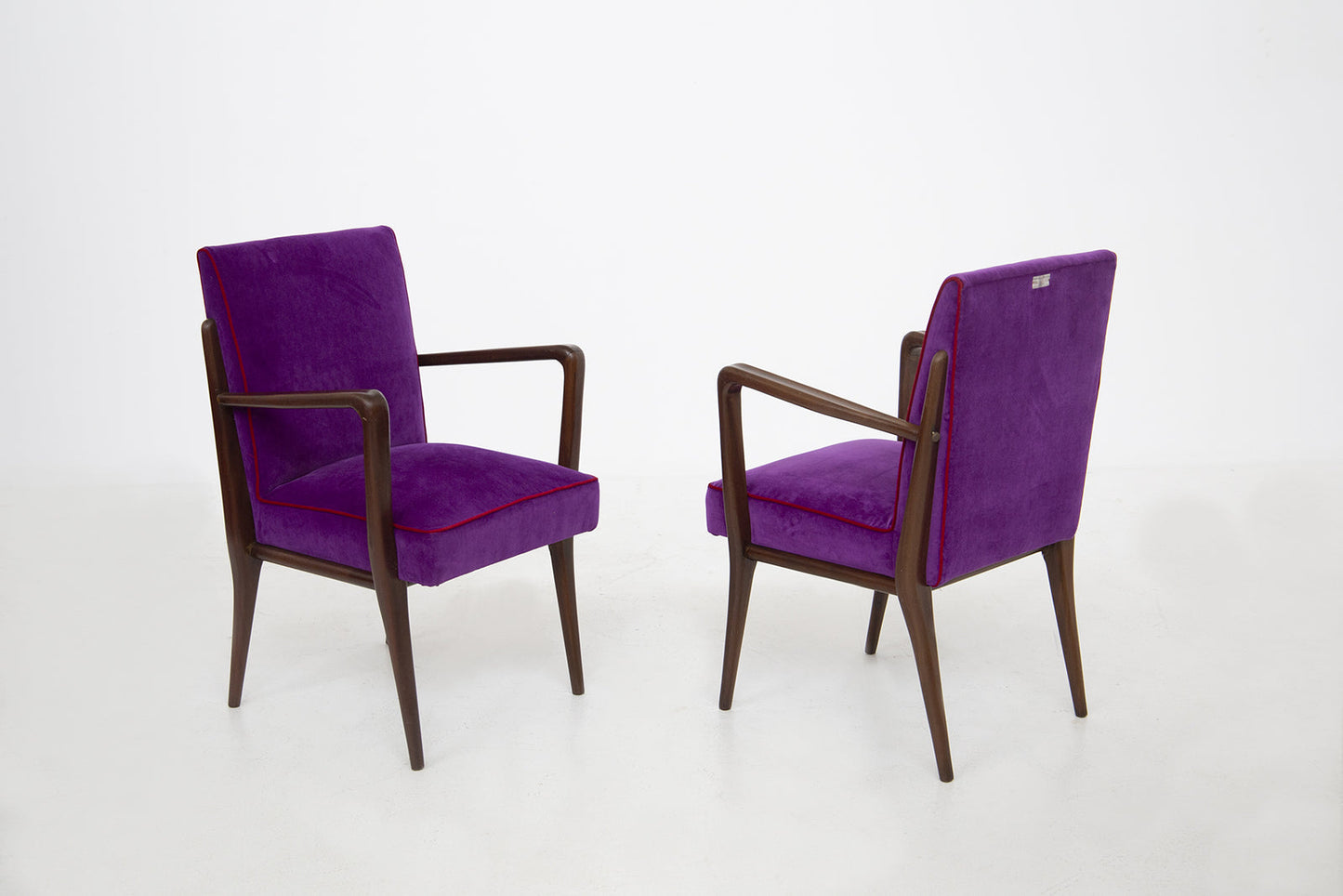 Purple Velvet Armchairs by Fratelli Consonni, 1950s