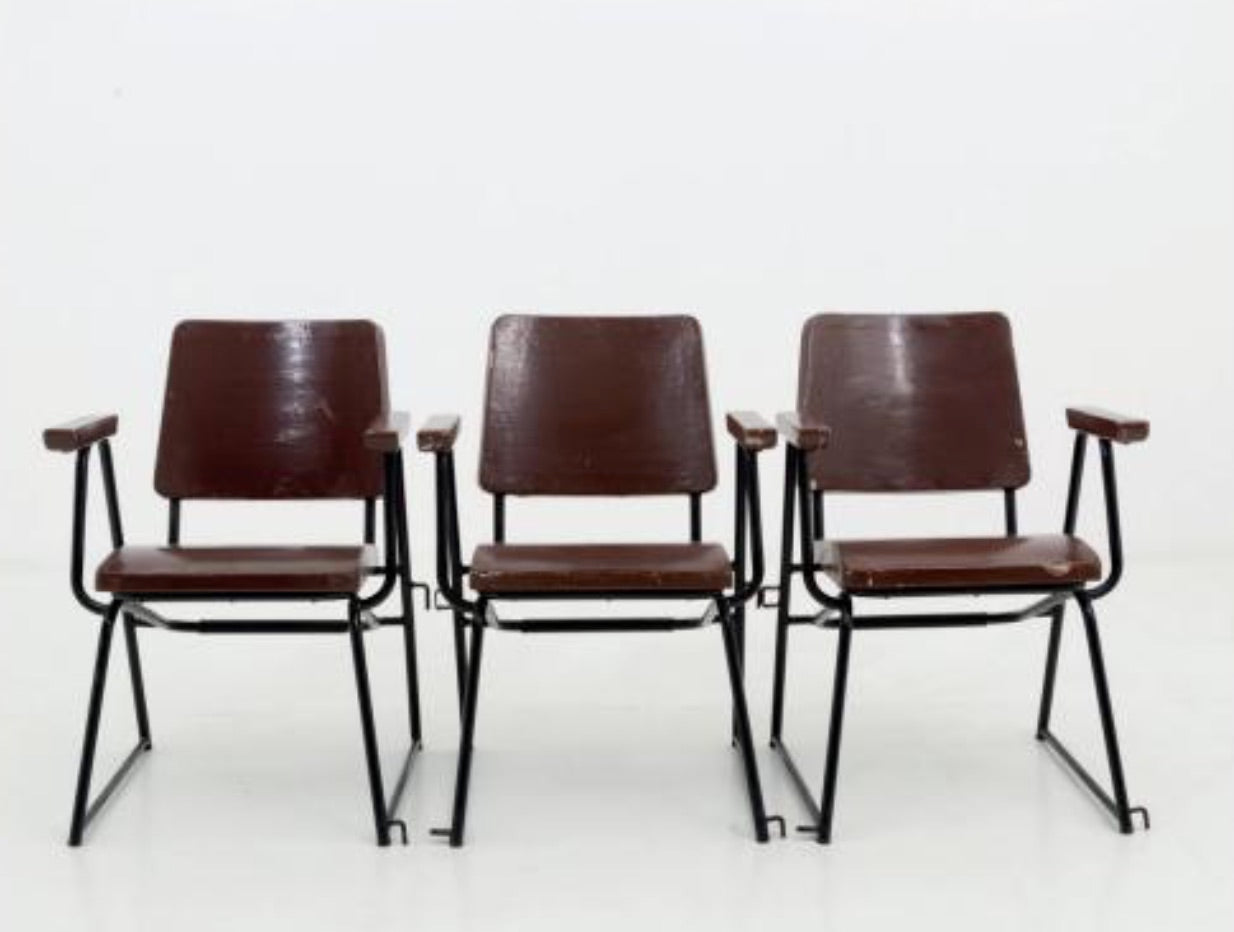 BBPR Lacquered Wood and Iron Rod Living Room Set for Michelin Sport Club, D.A.M.I., 1930s, Set of 12