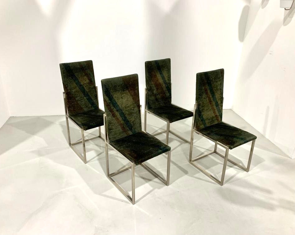 TURRI - Four Chairs in Metal and Missoni fabric. Privilege Collection, Set of 4, 1970s