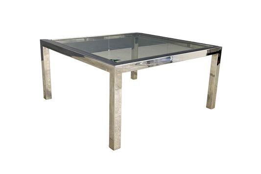 Coffee table in Brass and chrome-plated metal