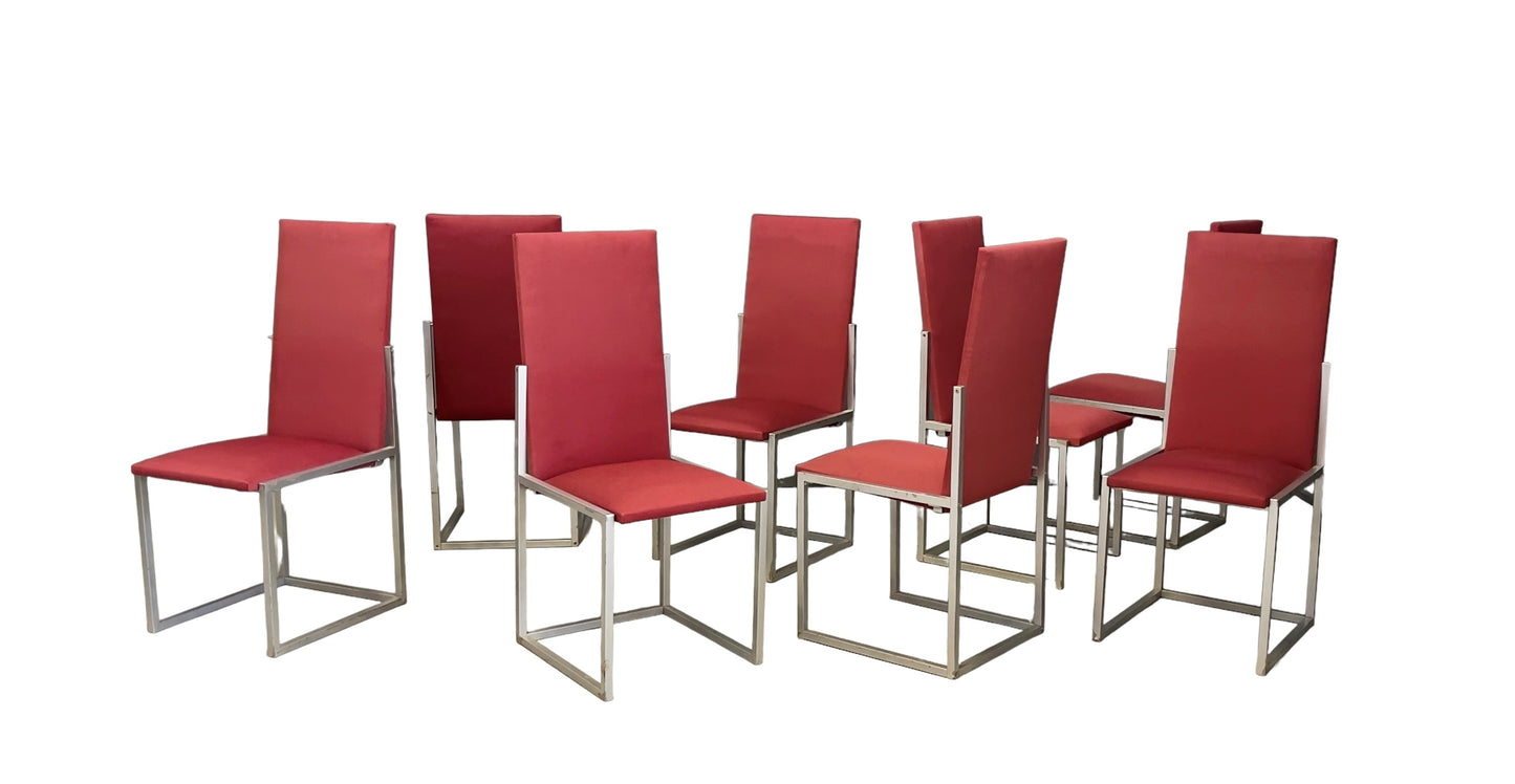 Eight chairs  in nickel-plated metal Prod. Turri. 1970s/80s.