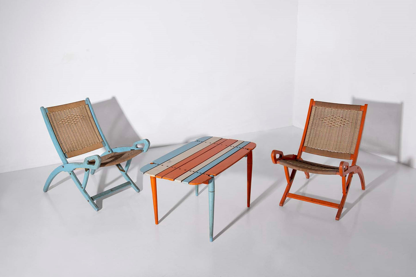 Giò Ponti for F.lli Reguitti, Ninfea armchairs with small table, 1958