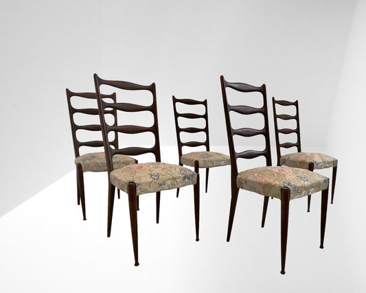 Paolo Buffa Five Dining chairs, Italy 1950s