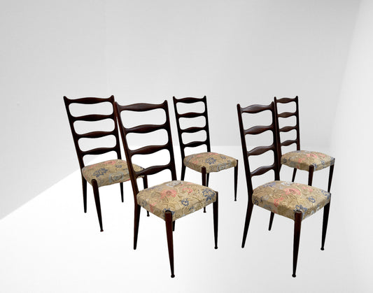 Paolo Buffa Five Dining chairs, Italy 1950s