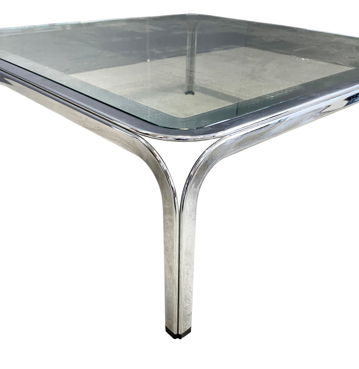 Chrome-plated metal and glass top Coffee table, 1970s