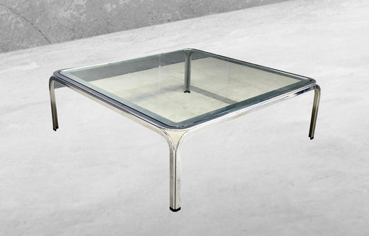 Chrome-plated metal and glass top Coffee table, 1970s