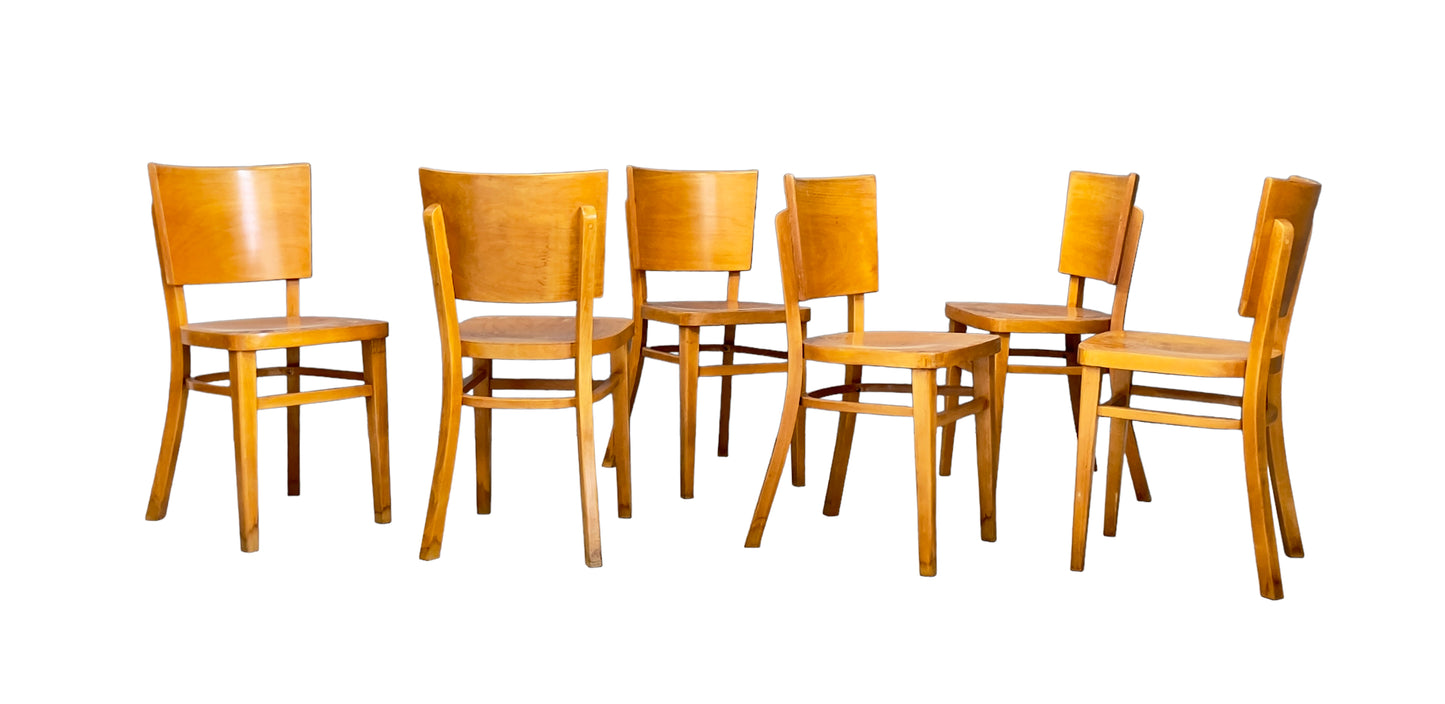 Six Italian wood Chairs, 1960s