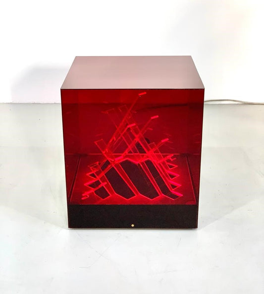 Cubo di Teo red table lamp, 1960s