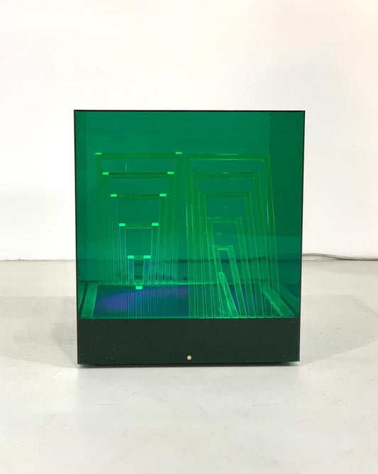 Cubo di Teo green table lamp, 1960s