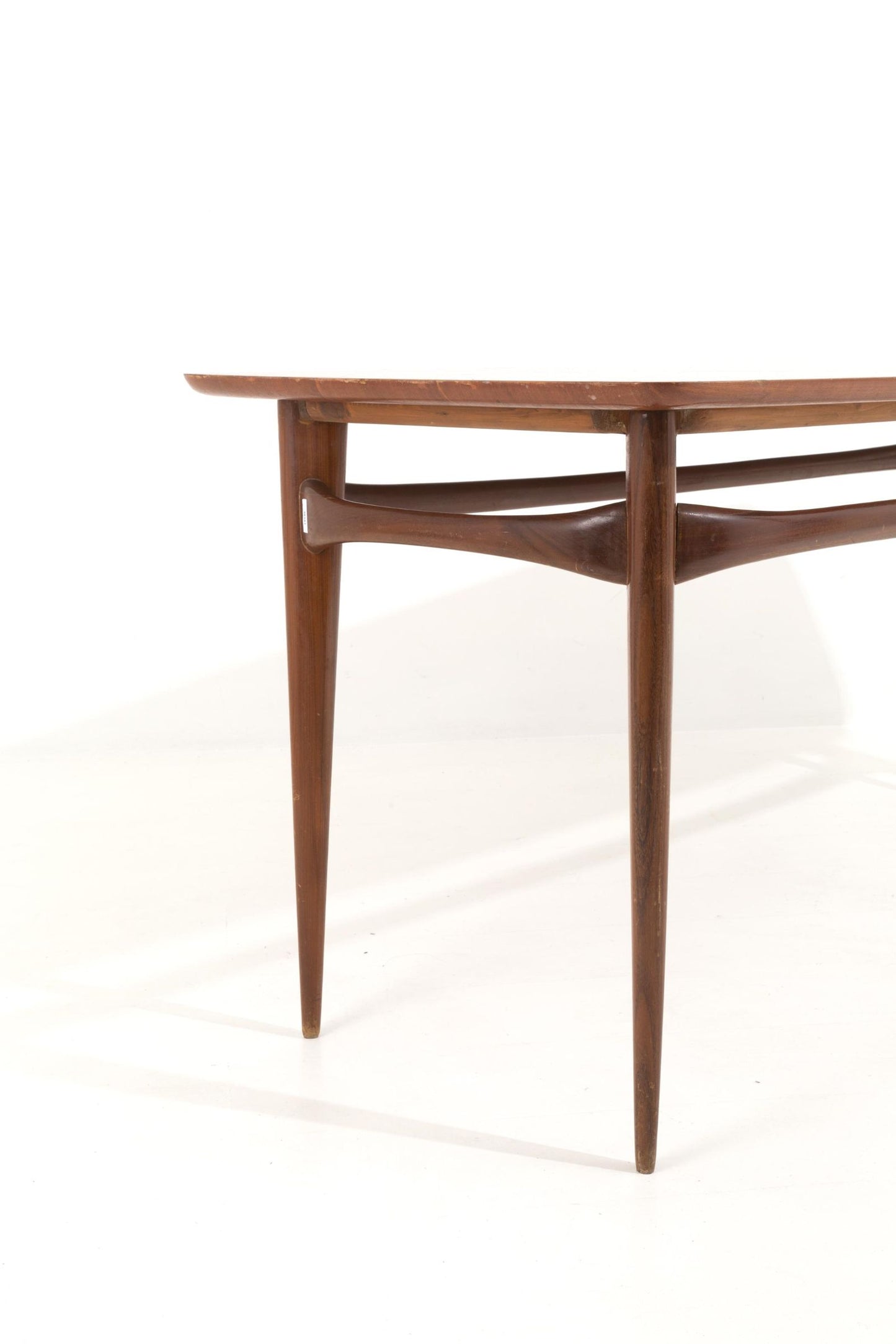 SILVIO CAVATORTA. Walnut table with veneered top, 60s